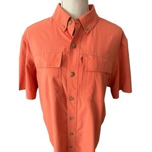 Duluth Fishing Untucked Shirt Men’s Medium Orange‎ Vented Standard Fit Collared